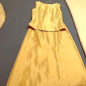 Jessica McClintock gold bridesmaid 2 piece dress.